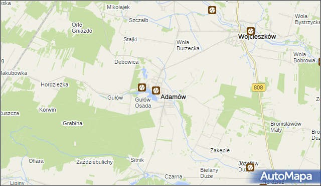 mapa Adamów powiat łukowski, Adamów powiat łukowski na mapie Targeo