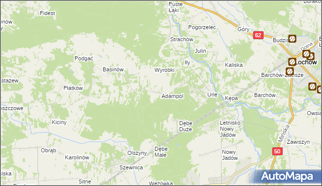 mapa Adampol gmina Jadów, Adampol gmina Jadów na mapie Targeo