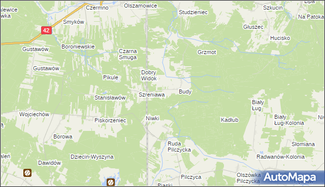 mapa Adelinów gmina Fałków, Adelinów gmina Fałków na mapie Targeo