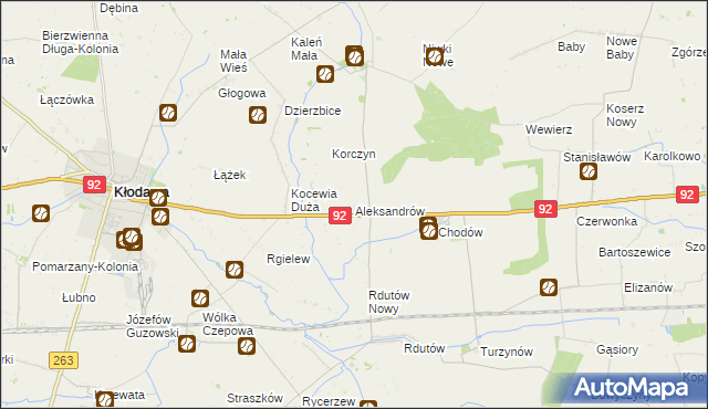 mapa Aleksandrów gmina Chodów, Aleksandrów gmina Chodów na mapie Targeo