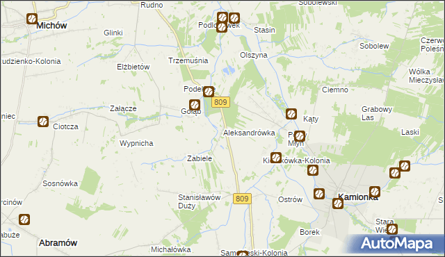 mapa Aleksandrówka gmina Michów, Aleksandrówka gmina Michów na mapie Targeo