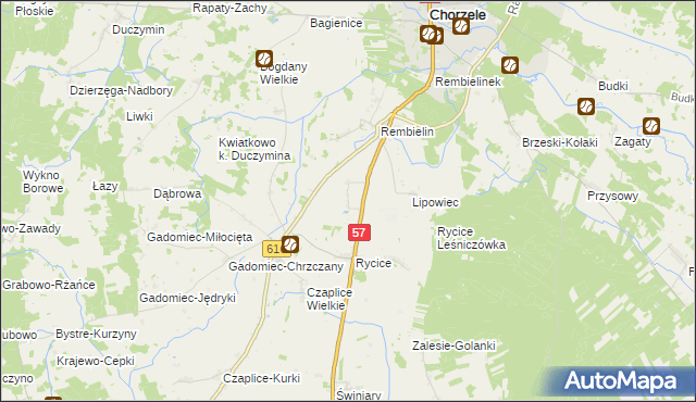 mapa Aleksandrowo gmina Chorzele, Aleksandrowo gmina Chorzele na mapie Targeo