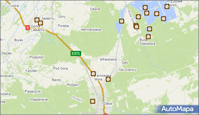 mapa Alfredówka, Alfredówka na mapie Targeo