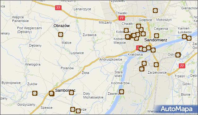 mapa Andruszkowice, Andruszkowice na mapie Targeo