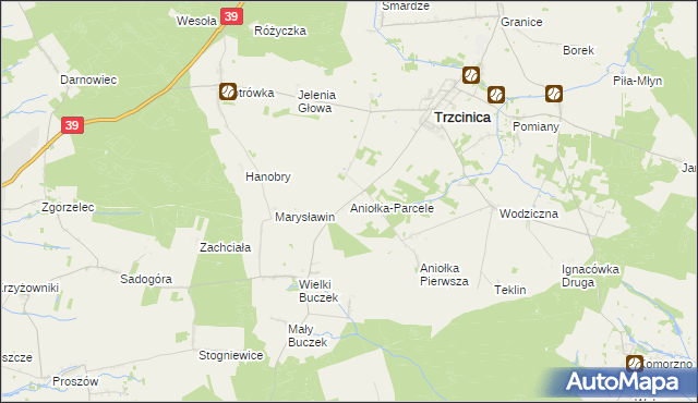 mapa Aniołka-Parcele, Aniołka-Parcele na mapie Targeo