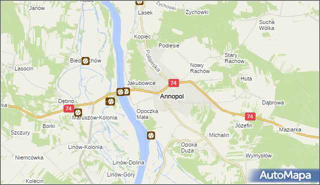 mapa Annopol powiat kraśnicki, Annopol powiat kraśnicki na mapie Targeo