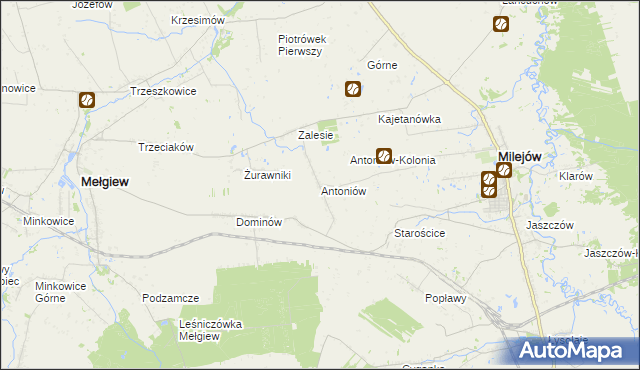 mapa Antoniów gmina Milejów, Antoniów gmina Milejów na mapie Targeo