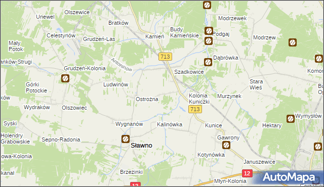 mapa Antoniówka gmina Sławno, Antoniówka gmina Sławno na mapie Targeo