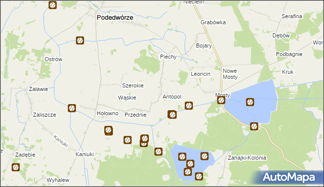 mapa Antopol gmina Podedwórze, Antopol gmina Podedwórze na mapie Targeo