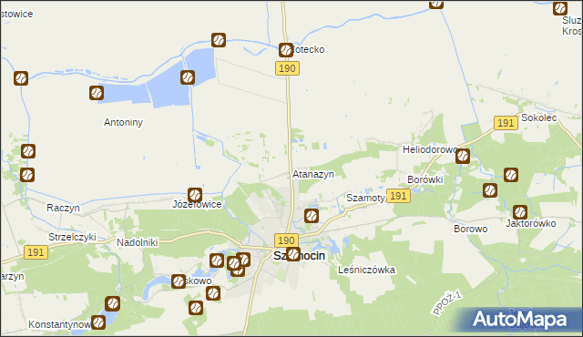 mapa Atanazyn, Atanazyn na mapie Targeo