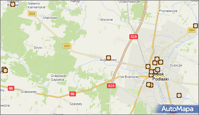 mapa Augustowo gmina Bielsk Podlaski, Augustowo gmina Bielsk Podlaski na mapie Targeo