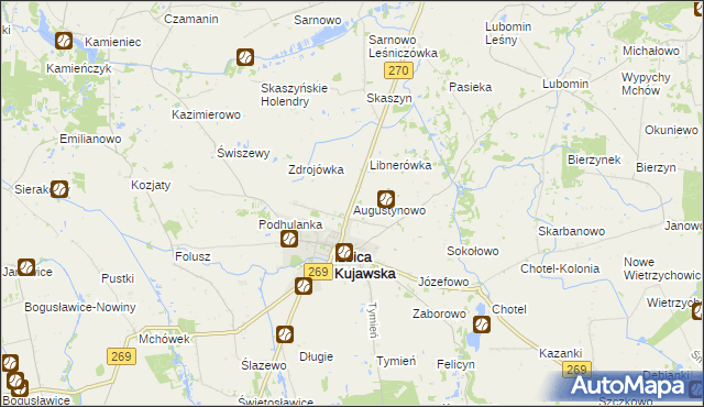 mapa Augustynowo gmina Izbica Kujawska, Augustynowo gmina Izbica Kujawska na mapie Targeo