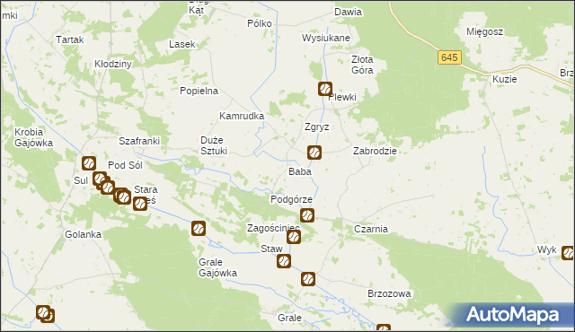 mapa Baba gmina Łyse, Baba gmina Łyse na mapie Targeo