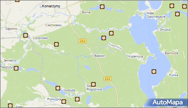 mapa Babilon gmina Chojnice, Babilon gmina Chojnice na mapie Targeo