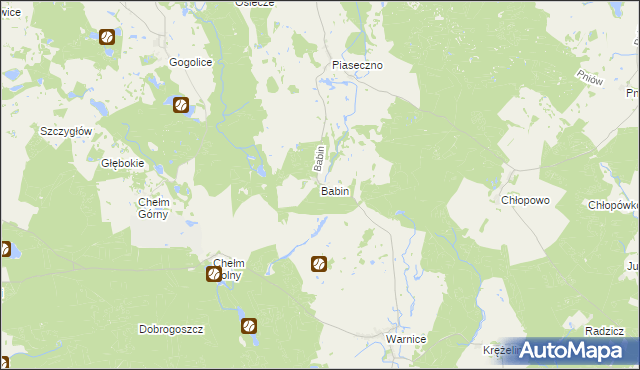 mapa Babin gmina Trzcińsko-Zdrój, Babin gmina Trzcińsko-Zdrój na mapie Targeo