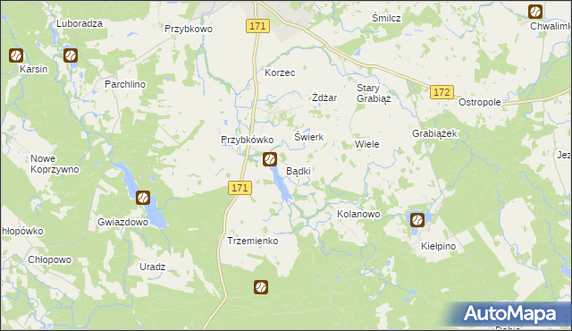 mapa Bądki gmina Barwice, Bądki gmina Barwice na mapie Targeo