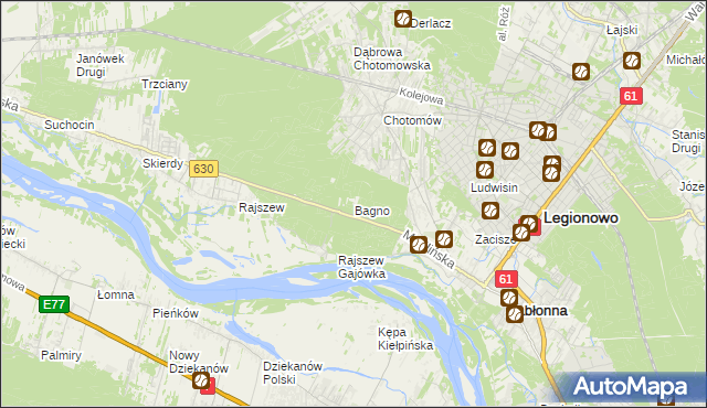 mapa Bagno gmina Jabłonna, Bagno gmina Jabłonna na mapie Targeo