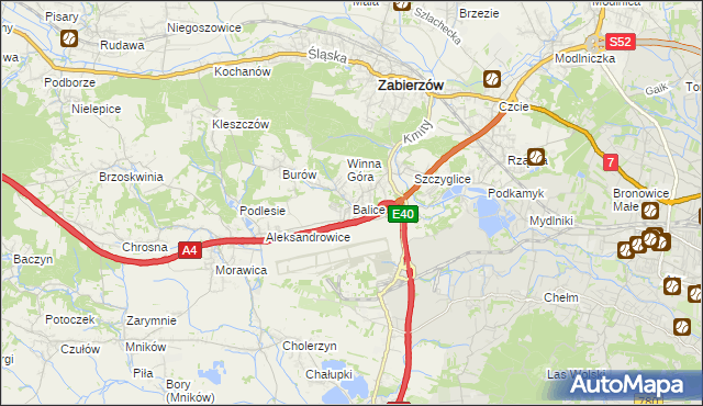 mapa Balice gmina Zabierzów, Balice gmina Zabierzów na mapie Targeo