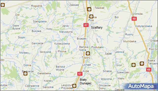 mapa Bańska Niżna, Bańska Niżna na mapie Targeo