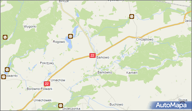 mapa Barkowo gmina Człuchów, Barkowo gmina Człuchów na mapie Targeo