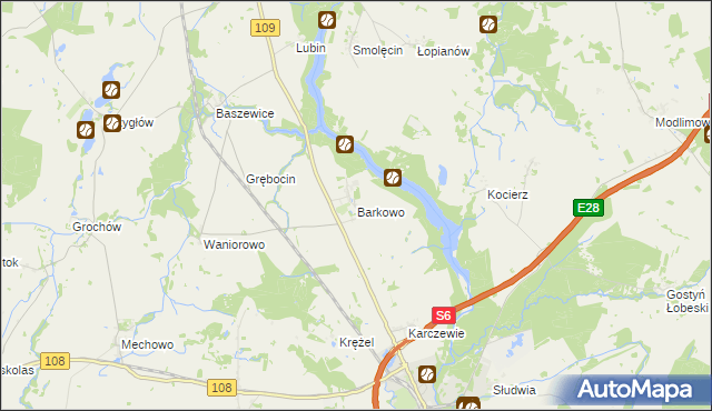 mapa Barkowo gmina Gryfice, Barkowo gmina Gryfice na mapie Targeo