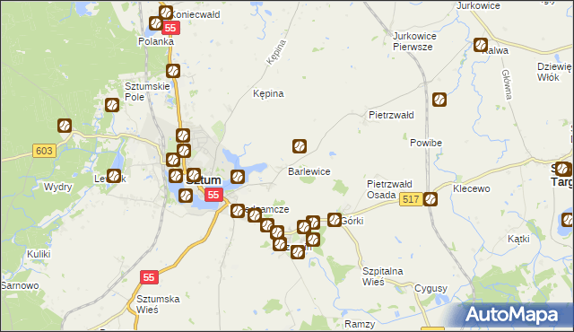 mapa Barlewice, Barlewice na mapie Targeo