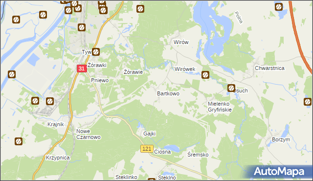 mapa Bartkowo, Bartkowo na mapie Targeo