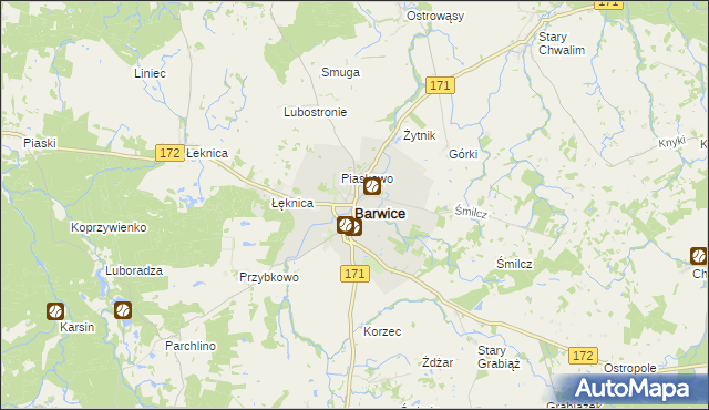 mapa Barwice, Barwice na mapie Targeo