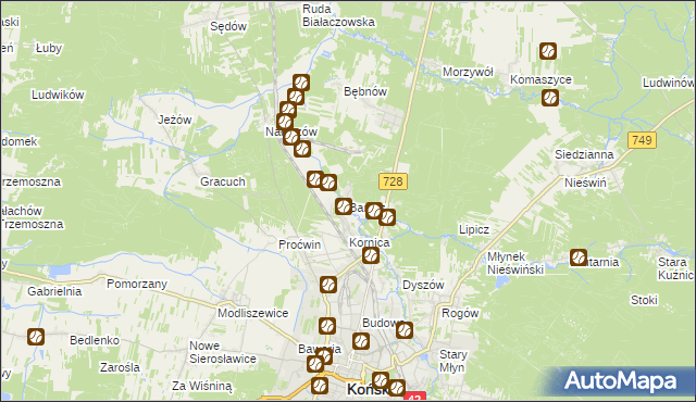 mapa Barycz gmina Końskie, Barycz gmina Końskie na mapie Targeo