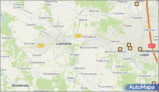 mapa Bechcice-Wieś, Bechcice-Wieś na mapie Targeo