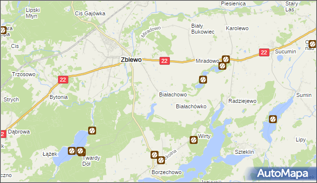 mapa Białachowo, Białachowo na mapie Targeo