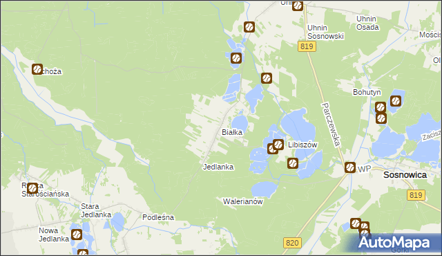 mapa Białka gmina Dębowa Kłoda, Białka gmina Dębowa Kłoda na mapie Targeo