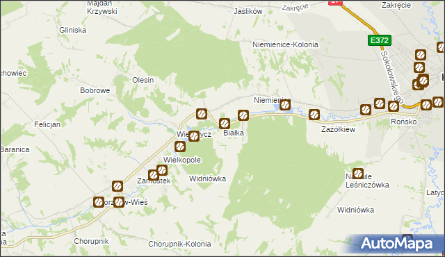 mapa Białka gmina Krasnystaw, Białka gmina Krasnystaw na mapie Targeo