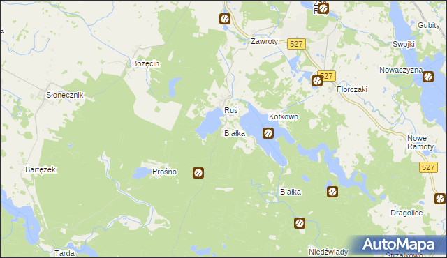 mapa Białka gmina Morąg, Białka gmina Morąg na mapie Targeo