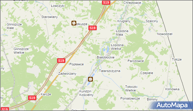 mapa Białobłockie, Białobłockie na mapie Targeo