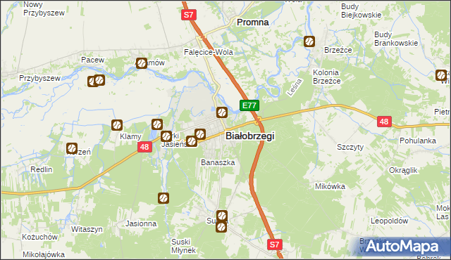 mapa Białobrzegi, Białobrzegi na mapie Targeo