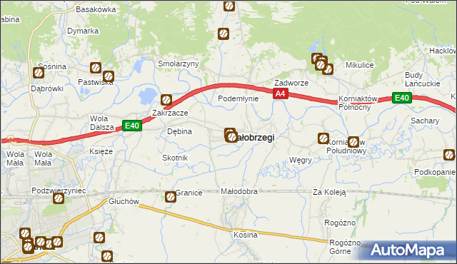 mapa Białobrzegi powiat łańcucki, Białobrzegi powiat łańcucki na mapie Targeo