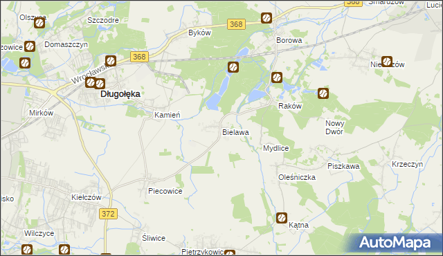 mapa Bielawa gmina Długołęka, Bielawa gmina Długołęka na mapie Targeo