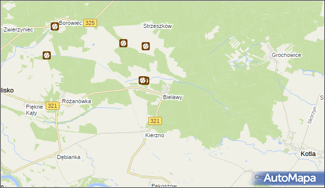 mapa Bielawy gmina Siedlisko, Bielawy gmina Siedlisko na mapie Targeo