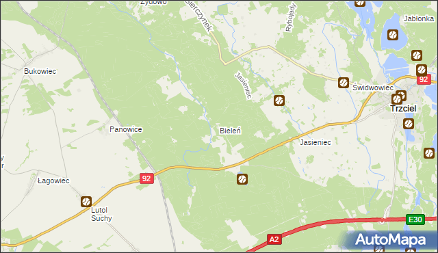 mapa Bieleń, Bieleń na mapie Targeo