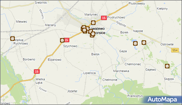 mapa Bielsk gmina Kowalewo Pomorskie, Bielsk gmina Kowalewo Pomorskie na mapie Targeo