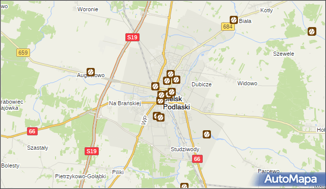 mapa Bielsk Podlaski, Bielsk Podlaski na mapie Targeo