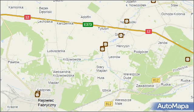 mapa Bieniów gmina Rejowiec, Bieniów gmina Rejowiec na mapie Targeo