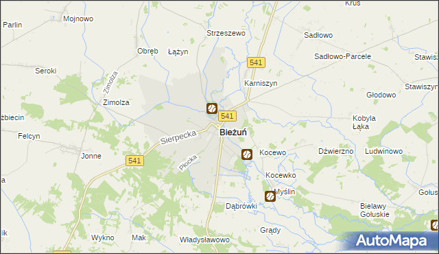 mapa Bieżuń, Bieżuń na mapie Targeo