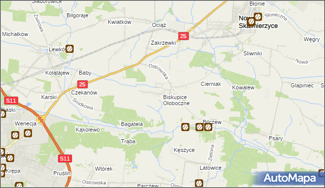 mapa Biskupice Ołoboczne, Biskupice Ołoboczne na mapie Targeo