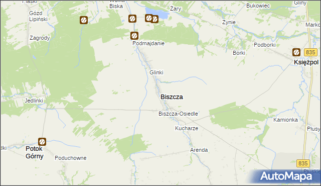 mapa Biszcza, Biszcza na mapie Targeo