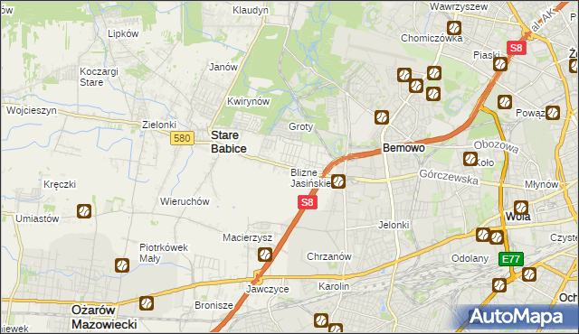 mapa Blizne Jasińskiego, Blizne Jasińskiego na mapie Targeo