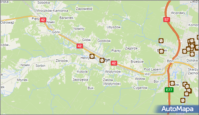 mapa Bliżyn, Bliżyn na mapie Targeo