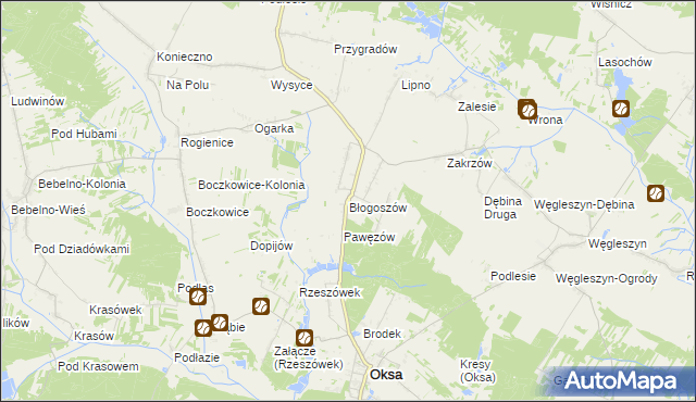 mapa Błogoszów, Błogoszów na mapie Targeo