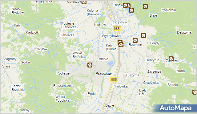 mapa Błonie gmina Przecław, Błonie gmina Przecław na mapie Targeo